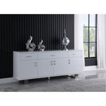 Excel Lacquer Finish And Stainless Steel Sideboard / Buffet in White