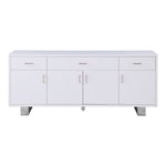Excel Lacquer Finish And Stainless Steel Sideboard / Buffet in White