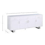 Excel Lacquer Finish And Stainless Steel Sideboard / Buffet in White