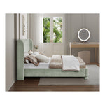 Penny Chenille Fabric Upholstered King Bed in Mint Green
