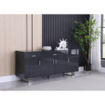 Excel Lacquer Finish And Stainless Steel Sideboard / Buffet in Grey