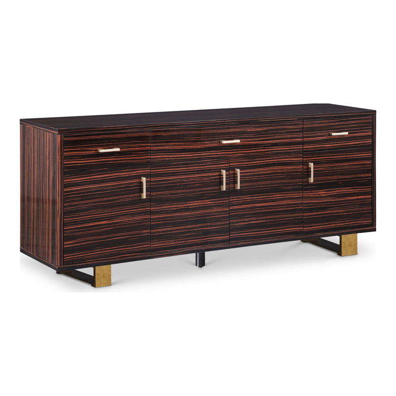 Excel Zebra Wood Veneer And Stainless Steel Sideboard / Buffet in Brown