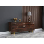 Excel Zebra Wood Veneer And Stainless Steel Sideboard / Buffet in Brown