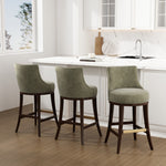 Lucia Chenille Wood Upholstered Barstool in Leaf Green