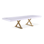 Excel 84" / 123.5" Lacquer Finish Top And Stainless Steel Base Extendable 2 Leaf Extendable Dining Table (3 Boxes) in White
