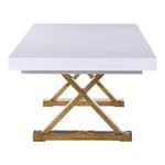 Excel 84" / 123.5" Lacquer Finish Top And Stainless Steel Base Extendable 2 Leaf Extendable Dining Table (3 Boxes) in White