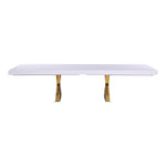 Excel 84" / 123.5" Lacquer Finish Top And Stainless Steel Base Extendable 2 Leaf Extendable Dining Table (3 Boxes) in White