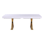 Excel 84" / 123.5" Lacquer Finish Top And Stainless Steel Base Extendable 2 Leaf Extendable Dining Table (3 Boxes) in White