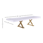 Excel 84" / 123.5" Lacquer Finish Top And Stainless Steel Base Extendable 2 Leaf Extendable Dining Table (3 Boxes) in White