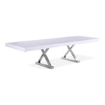 Excel 84" / 123.5" Lacquer Finish Top And Stainless Steel Base Extendable 2 Leaf Extendable Dining Table (3 Boxes) in White