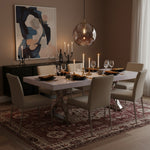 Excel 84" / 123.5" Lacquer Finish Top And Stainless Steel Base Extendable 2 Leaf Extendable Dining Table (3 Boxes) in White