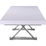 Excel 84" / 123.5" Lacquer Finish Top And Stainless Steel Base Extendable 2 Leaf Extendable Dining Table (3 Boxes) in White