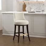 Lucia Chenille Wood Upholstered Barstool in Natural