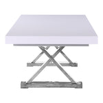 Excel 84" / 123.5" Lacquer Finish Top And Stainless Steel Base Extendable 2 Leaf Extendable Dining Table (3 Boxes) in White