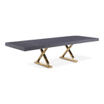 Excel 84" / 123.5" Lacquer Finish Top And Stainless Steel Base Extendable 2 Leaf Extendable Dining Table (3 Boxes) in Grey