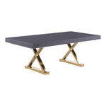 Excel 84" / 123.5" Lacquer Finish Top And Stainless Steel Base Extendable 2 Leaf Extendable Dining Table (3 Boxes) in Grey