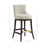 Lucia Chenille Wood Upholstered Barstool in Natural