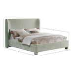 Penny Chenille Fabric Upholstered King Bed in Mint Green