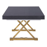 Excel 84" / 123.5" Lacquer Finish Top And Stainless Steel Base Extendable 2 Leaf Extendable Dining Table (3 Boxes) in Grey