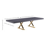 Excel 84" / 123.5" Lacquer Finish Top And Stainless Steel Base Extendable 2 Leaf Extendable Dining Table (3 Boxes) in Grey