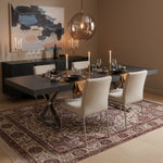 Excel 84" / 123.5" Lacquer Finish Top And Stainless Steel Base Extendable 2 Leaf Extendable Dining Table (3 Boxes) in Grey