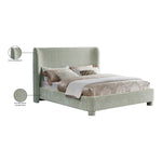Penny Chenille Fabric Upholstered King Bed in Mint Green