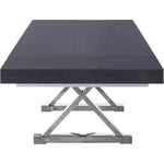 Excel 84" / 123.5" Lacquer Finish Top And Stainless Steel Base Extendable 2 Leaf Extendable Dining Table (3 Boxes) in Grey