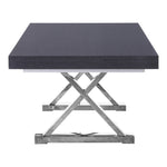 Excel 84" / 123.5" Lacquer Finish Top And Stainless Steel Base Extendable 2 Leaf Extendable Dining Table (3 Boxes) in Grey