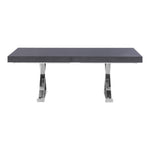 Excel 84" / 123.5" Lacquer Finish Top And Stainless Steel Base Extendable 2 Leaf Extendable Dining Table (3 Boxes) in Grey