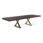Excel 84" / 123.5" Lacquer Finish Top And Stainless Steel Base Extendable 2 Leaf Extendable Dining Table (3 Boxes) in Brown