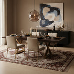 Excel 84" / 123.5" Lacquer Finish Top And Stainless Steel Base Extendable 2 Leaf Extendable Dining Table (3 Boxes) in Brown