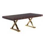 Excel 84" / 123.5" Lacquer Finish Top And Stainless Steel Base Extendable 2 Leaf Extendable Dining Table (3 Boxes) in Brown