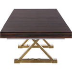 Excel 84" / 123.5" Lacquer Finish Top And Stainless Steel Base Extendable 2 Leaf Extendable Dining Table (3 Boxes) in Brown