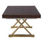 Excel 84" / 123.5" Lacquer Finish Top And Stainless Steel Base Extendable 2 Leaf Extendable Dining Table (3 Boxes) in Brown
