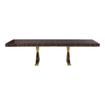Excel 84" / 123.5" Lacquer Finish Top And Stainless Steel Base Extendable 2 Leaf Extendable Dining Table (3 Boxes) in Brown