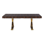 Excel 84" / 123.5" Lacquer Finish Top And Stainless Steel Base Extendable 2 Leaf Extendable Dining Table (3 Boxes) in Brown