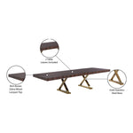 Excel 84" / 123.5" Lacquer Finish Top And Stainless Steel Base Extendable 2 Leaf Extendable Dining Table (3 Boxes) in Brown