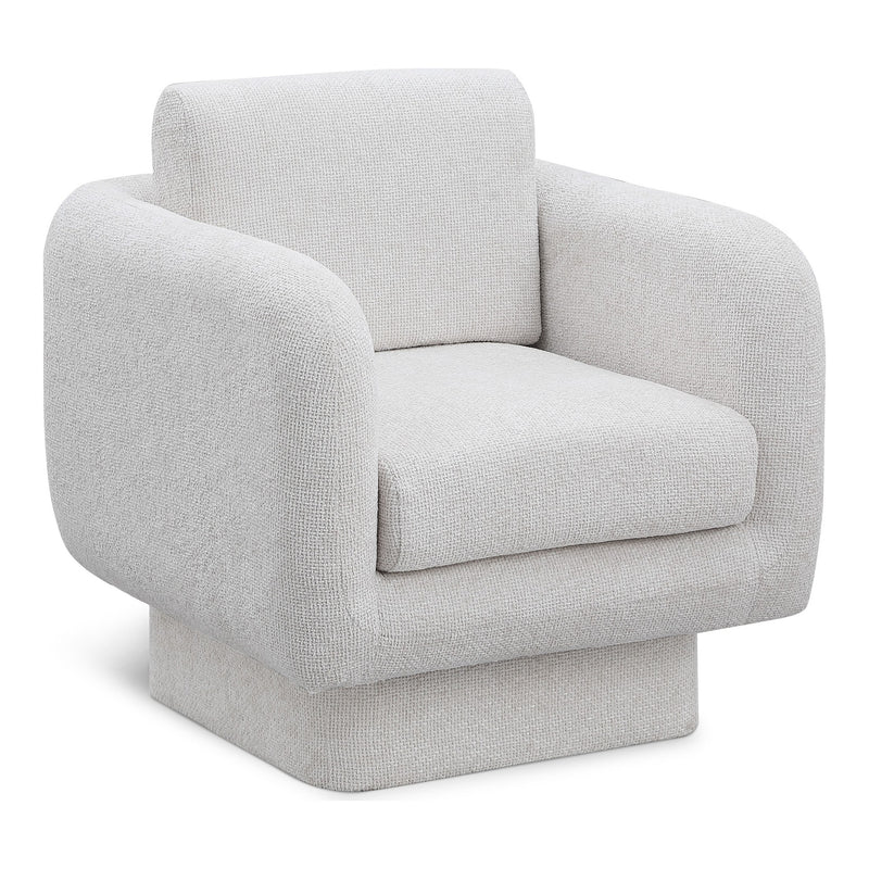 Alessandra Chenille Fabric Upholstered Swivel Accent Chair in Cream