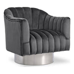Farrah Velvet Upholstered Swivel Accent Chair in Grey