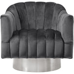 Farrah Velvet Upholstered Swivel Accent Chair in Grey