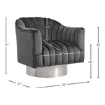 Farrah Velvet Upholstered Swivel Accent Chair in Grey