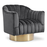 Farrah Velvet Upholstered Swivel Accent Chair in Grey