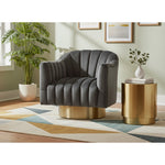 Farrah Velvet Upholstered Swivel Accent Chair in Grey