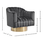 Farrah Velvet Upholstered Swivel Accent Chair in Grey