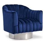 Farrah Velvet Upholstered Swivel Accent Chair in Navy