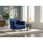 Farrah Velvet Upholstered Swivel Accent Chair in Navy
