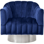 Farrah Velvet Upholstered Swivel Accent Chair in Navy