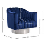 Farrah Velvet Upholstered Swivel Accent Chair in Navy