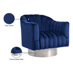 Farrah Velvet Upholstered Swivel Accent Chair in Navy