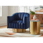 Farrah Velvet Upholstered Swivel Accent Chair in Navy